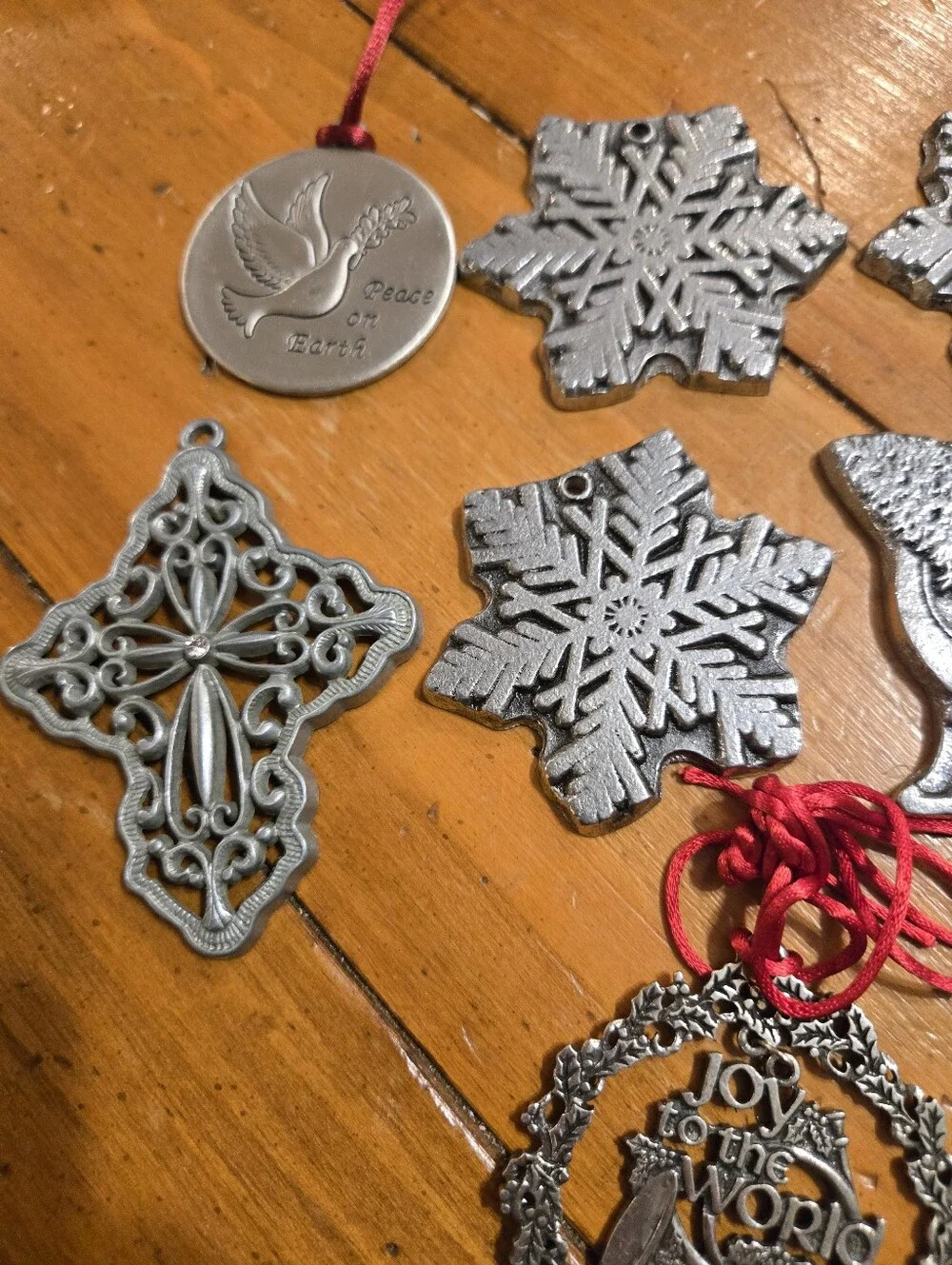 Vintage Metal Christmas Ornament Lot Wilton Mixed Makers Snowflake Santa Cross